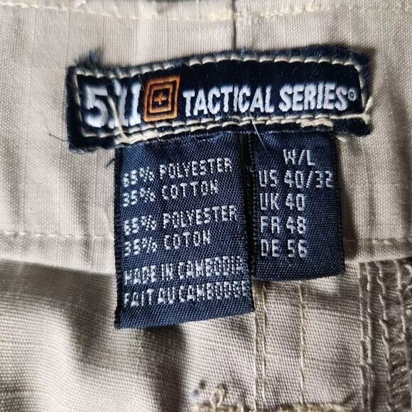 511 Tactical Men 40x32 Tactlite Khaki‎ Jean Cut Straight Leg Performance Pants - Picture 3 of 5